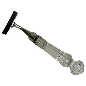 Vintage Waterford Crystal Razor Handle Glass Clear Faceted Silver Tone Head